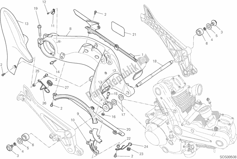 Tutte le parti per il Forcellone del Ducati Monster 796 ABS Thailand 2015